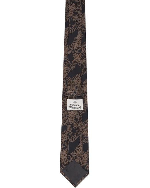 Cravate noir et taupe à motif à orbes Vivienne Westwood pour homme en coloris Black