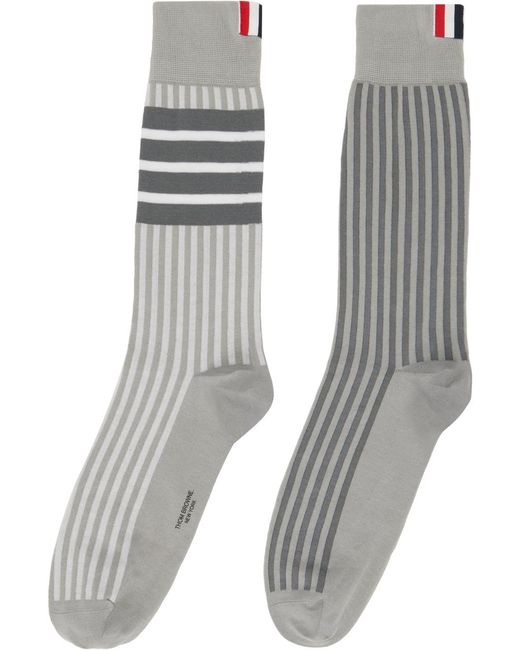 Thom Browne Gray Fun Mix Seersucker Jacquard Socks for men