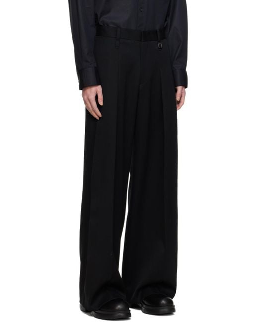 Wooyoungmi Black Wide Trousers for men