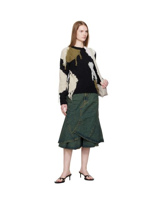 ANDERSSON BELL Black Sylvia Abstract Patchwork Sweater