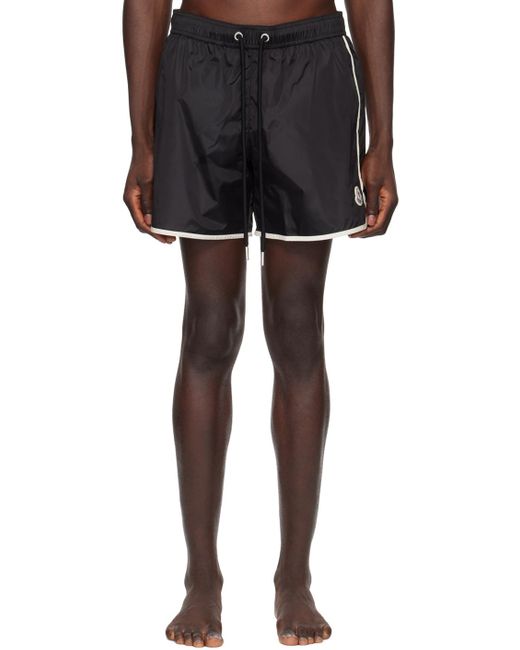 Moncler Black Patch Swim Shorts for men