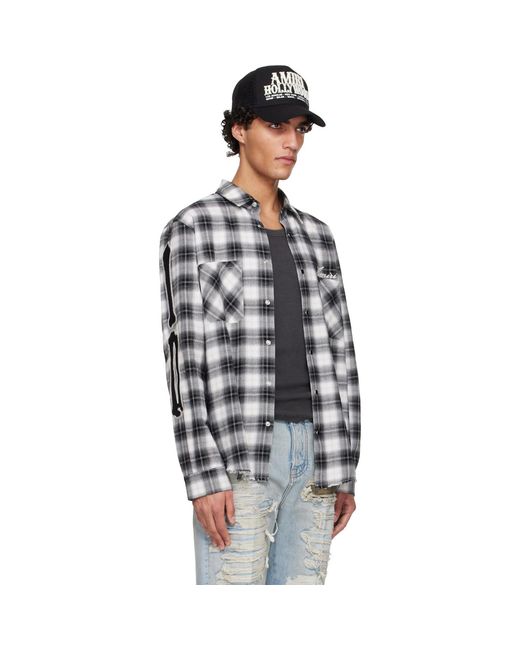 Amiri Black Bones Flannel Overshirt for men