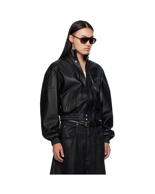Lu'u Dan Black Blouson Leather Jacket for men