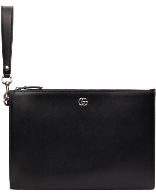 Gucci Black Leather GG Marmont Pouch for men
