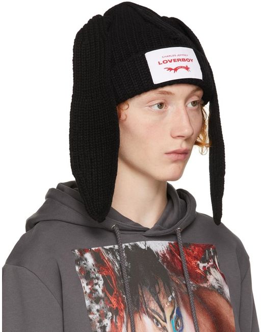 Charles Jeffrey Chunky Rabbit Beanie in Black for Men | Lyst UK
