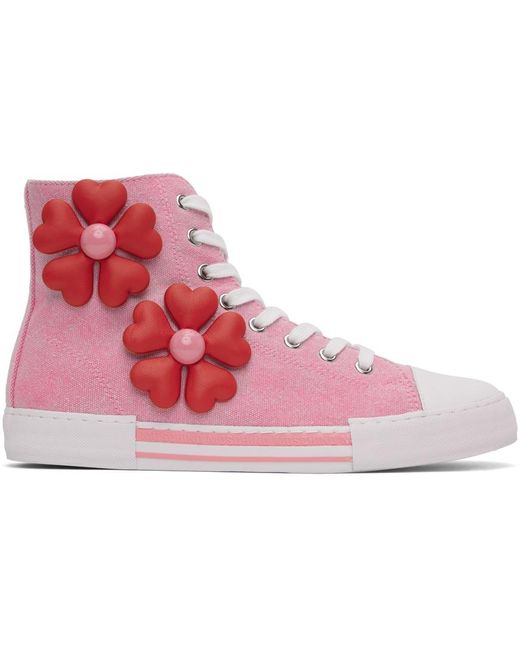Moschino Black Pink Heart Flower Group Sneakers
