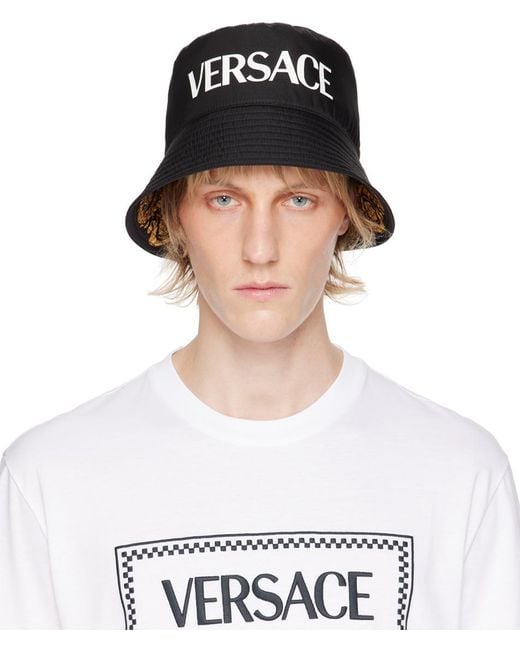Versace White Baroque Reversible Bucket Hat for men