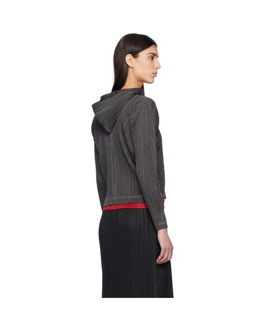Pleats Please Issey Miyake Black Cotton Denim Hoodie