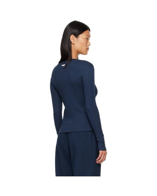HOMMEGIRLS Blue Fruit Of The Loom Edition Long Sleeve Slim T-Shirt