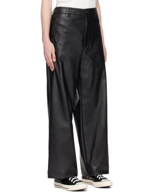 Pantalon noir en cuir synthétique à cordon coulissant N. Hoolywood pour homme en coloris Black