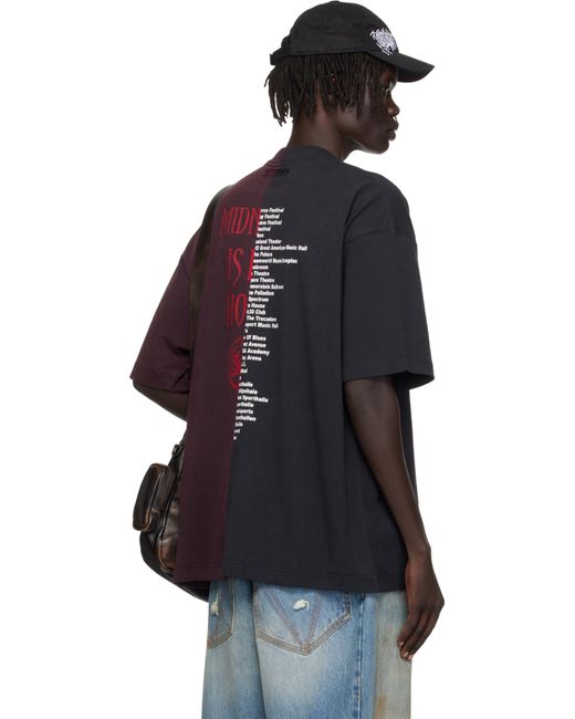 Vetements Blue Burgundy Cradle Of Filth Cut-Up Oversized T-Shirt for men