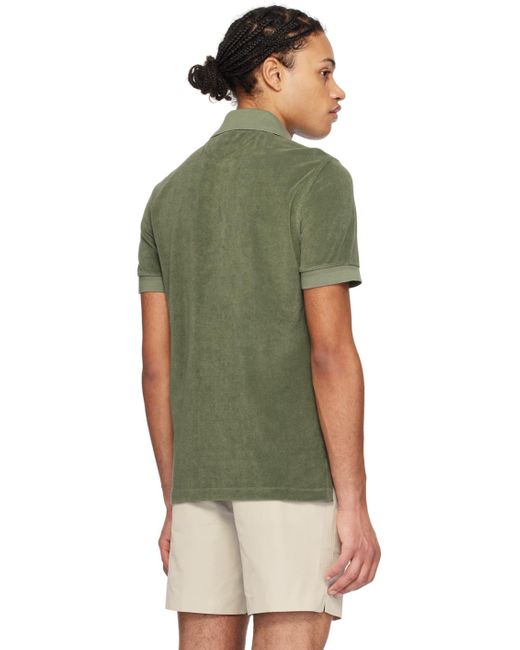 メンズ Tom Ford カーキ ロゴ刺繍 ポロシャツ Green
