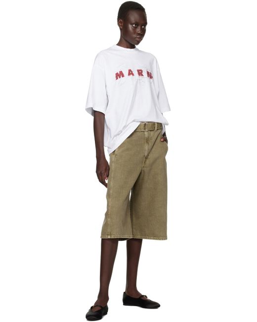 Marni White Wrinkled Logo T-Shirt