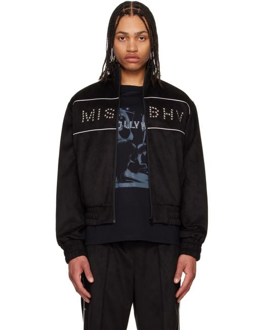 M I S B H V Black Star Faux Suede Track Jacket for men
