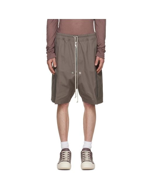 Rick Owens Gray Tower Heizer Cargo Shorts for men