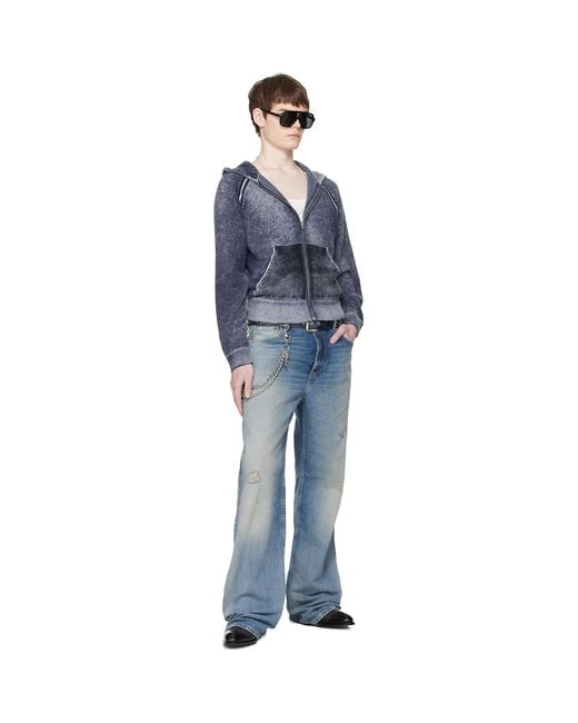 Acne Blue Zipper Hoodie for men