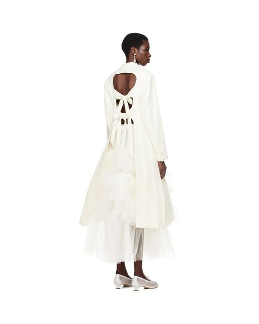 Simone Rocha White Ssense Exclusive Bridal Capsule Cut-Out Bow Detail Coat
