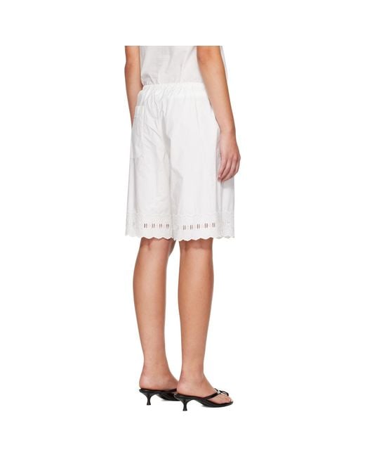 Sandy Liang White Pepita Shorts