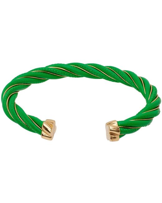 Bottega Veneta Green Twist Cuff Bracelet