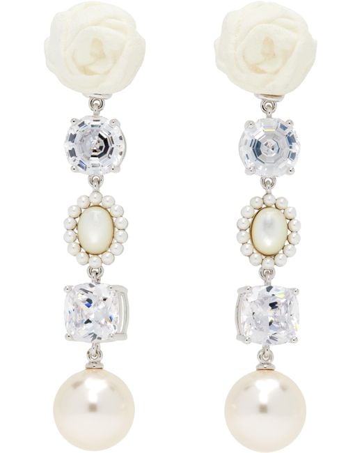 ShuShu/Tong White Yvmin Edition Paper Ball Gemstone Tassel Earrings