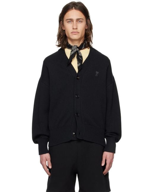 AMI Black Ami De Cœur Cardigan for men