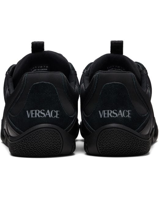 Versace Black Galaxia Leather Sneakers for men