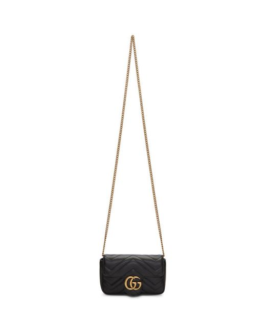 Gucci Black Super Mini GG Marmont Bag in Black - Lyst