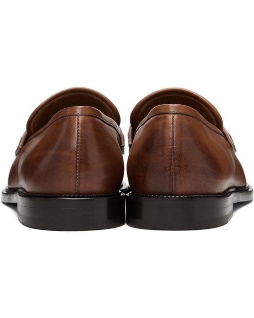Versace Black 'V' Leather Loafers for men