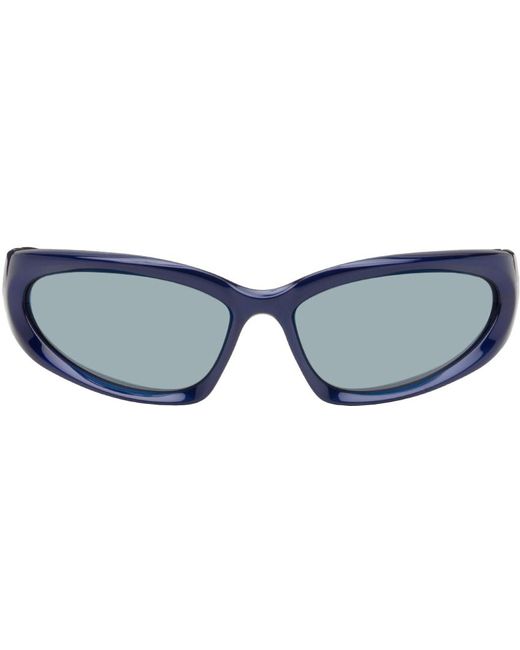 Balenciaga Blue Swift Oval Sunglasses for men