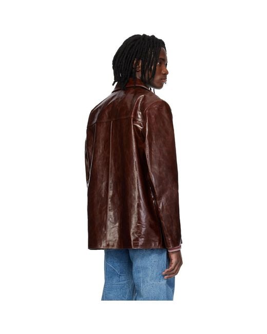 MMIC Brown Boulevard Leather Coat for men