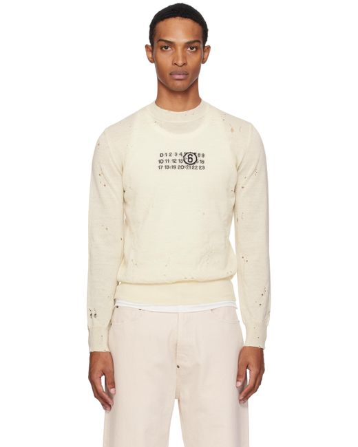 Pull Blanc Cassé En Laine MM6 by Maison Martin Margiela pour homme en coloris Natural