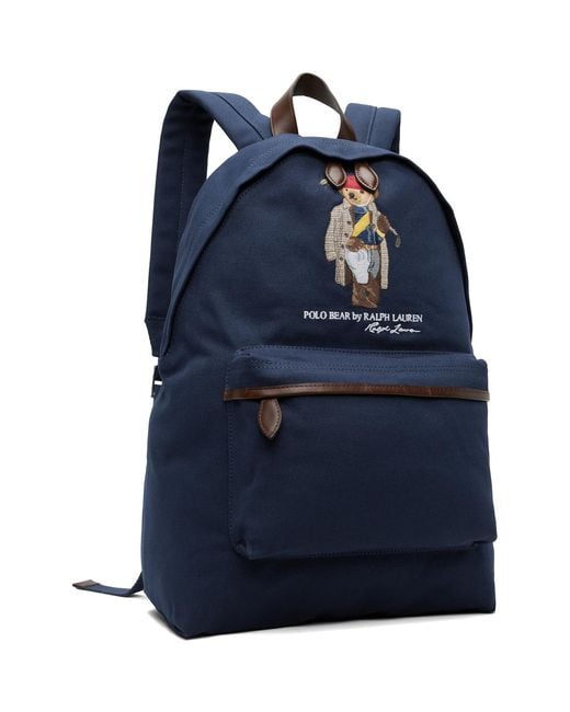 Polo Ralph Lauren Blue Polo Bear Canvas Backpack for men