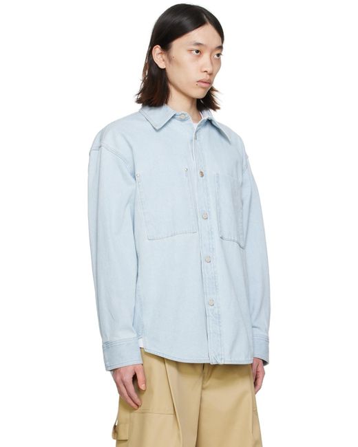 Wooyoungmi Blue Printed Denim Shirt for men