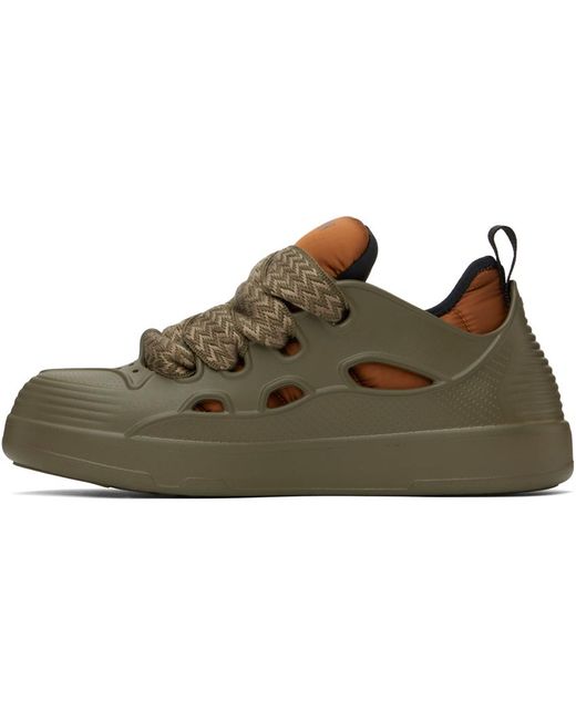 Lanvin Black Green & Taupe Curb Color-block Rubber Sneakers for men