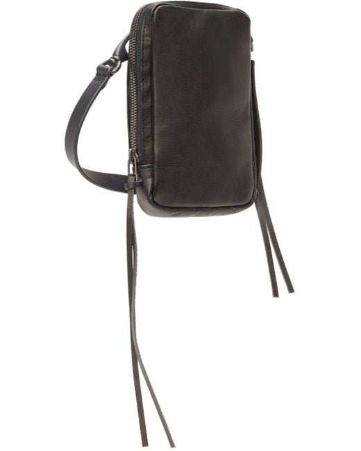 The Viridi-anne Black Leather Neck Pouch for men