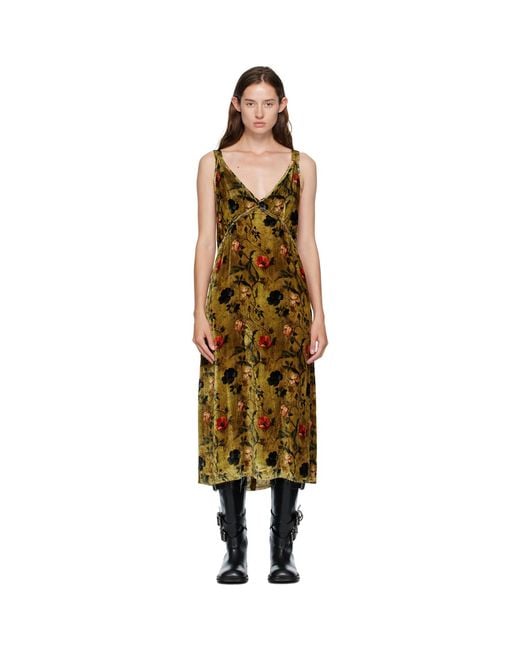 R13 Black Grunge Slip Midi Dress