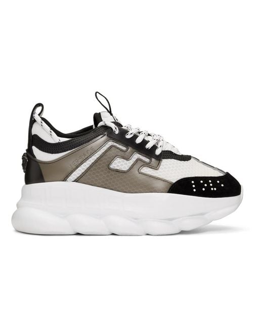 Versace White And Black Mesh Chain Reaction Sneakers | Lyst UK