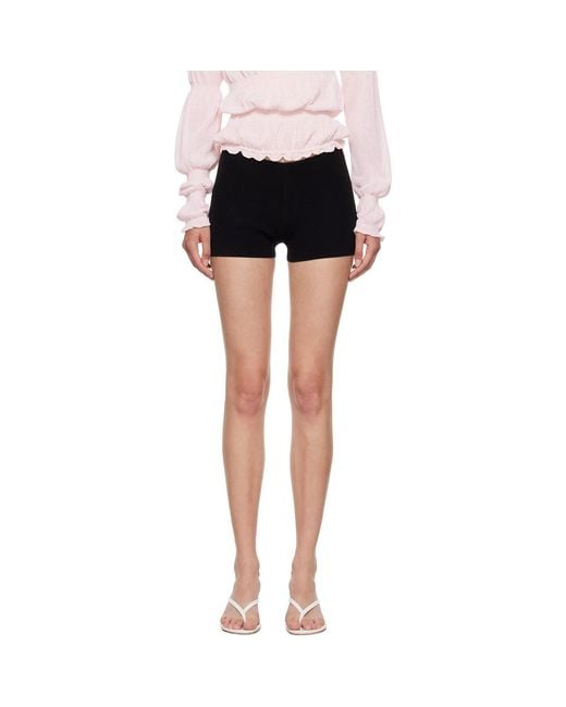 GUIZIO Black Rib-Knit Hot Shorts