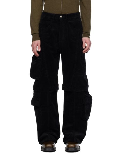 ANDERSSON BELL Black Milano Corduroy Cargo Pants for men