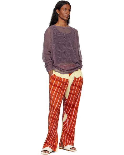 Pantalon Jaune Et À Motif Écossais Windswept Homme Plissé Issey Miyake pour homme en coloris Red