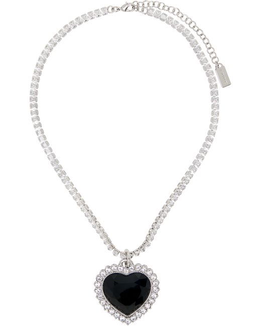 メンズ Vetements シルバー Crystal Heart ネックレス Black