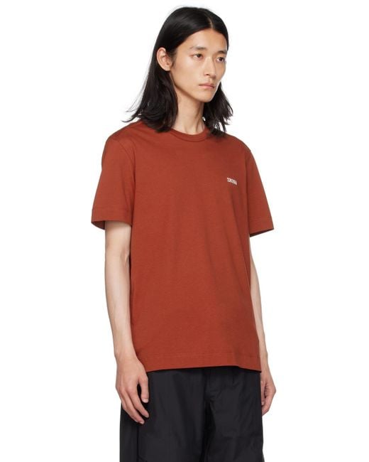 Zegna Red Embroidered T-shirt for men