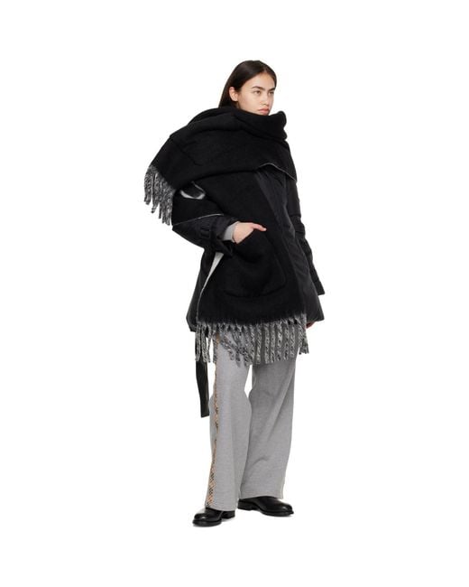Burberry Black Wool-Blend Logo Hooded Scarf