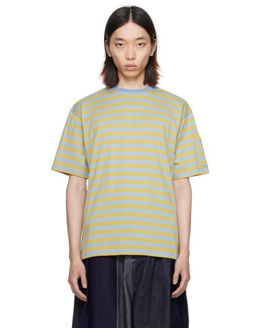 Needles Green Blue & Yellow Stripe T-shirt for men
