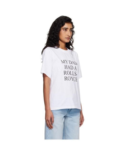 Victoria Beckham White 'My Dad Had A Rolls-Royce' T-Shirt