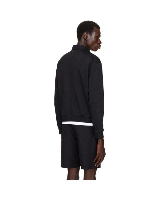 Veilance Black Consola Fleece Midlayer Long Sleeve Polo for men