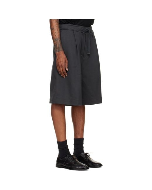 Wooyoungmi Black Single-Pleat Cotton Shorts for men