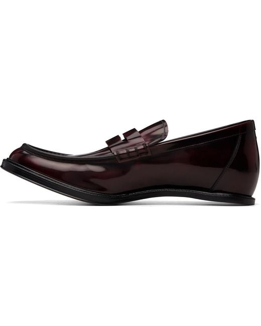 Maison Margiela Black Burgundy Heel-Less Loafers for men
