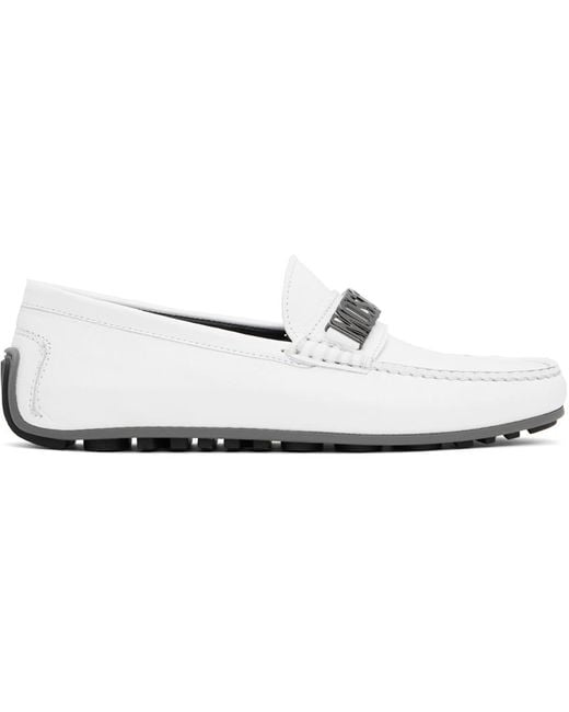Moschino Black White Driver Loafers for men
