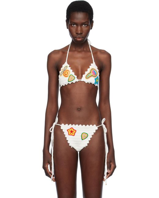 Casablanca Red Motif Crochet Bikini Top